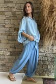 Basso Tie Smock Blouse Baby Blue